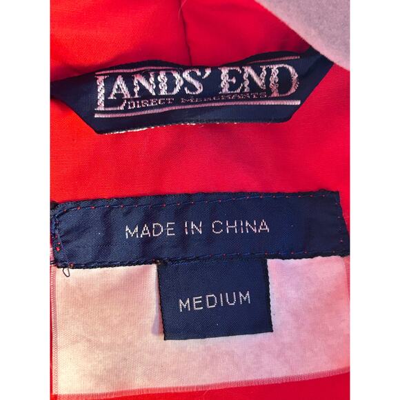 Vintage Lands' End Goose Down Quilted Thick Long Robe Red Bathrobe Full Length M - Picture 9 of 13